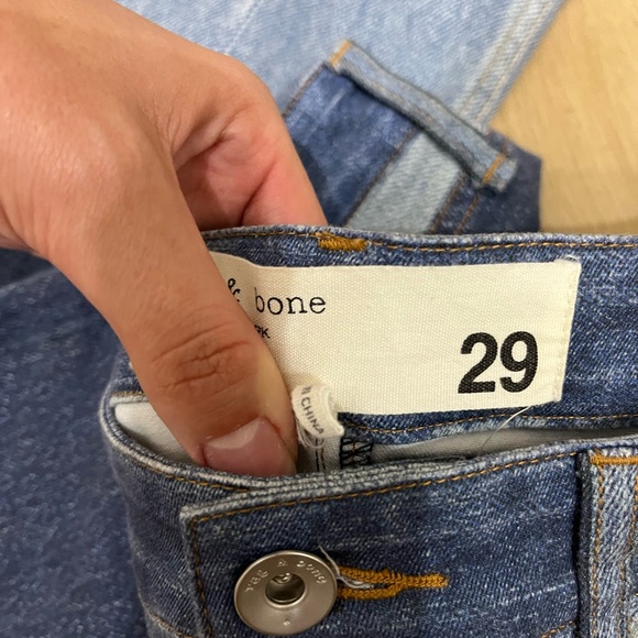 rag & bone Women's Miramar “sweatpant” Patchwork Straight Jeans - Picture 6 of 7